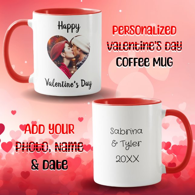 Happy Valentine's Day Personalized Photo & Names Mug (Creator Uploaded)
