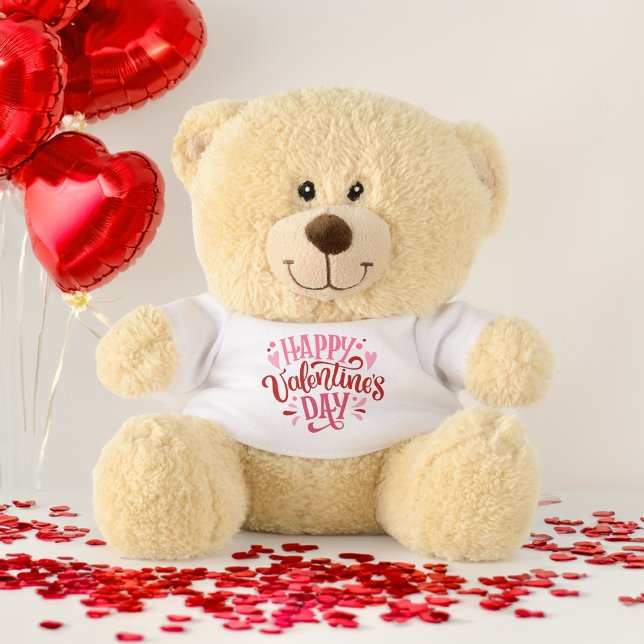 "Happy Valentine's Day" Personalized Valentine Teddy Bear (Creator Uploaded)