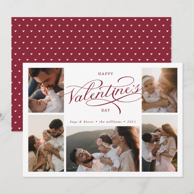 Happy Valentine's Day Photo Collage Holiday Card (Front/Back)