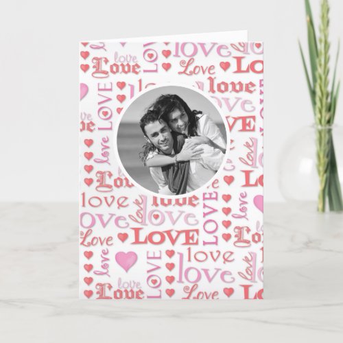 Happy Valentines Day Photo Hearts Cute Script Holiday Card