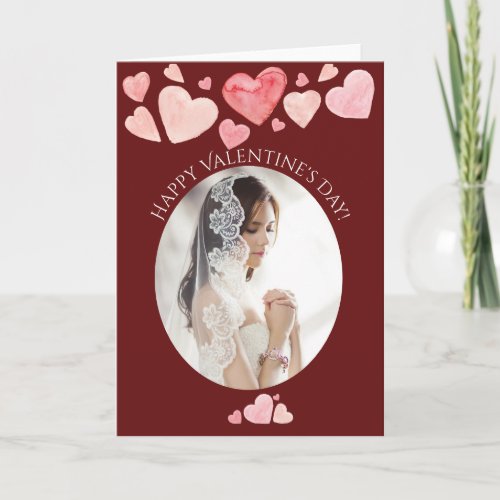 Happy Valentines Day Photo Portrait Painted Heart Holiday Card