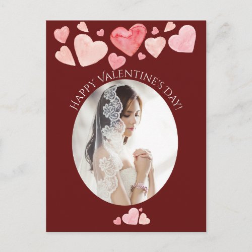 Happy Valentines Day Photo Portrait Painted Heart Holiday Postcard