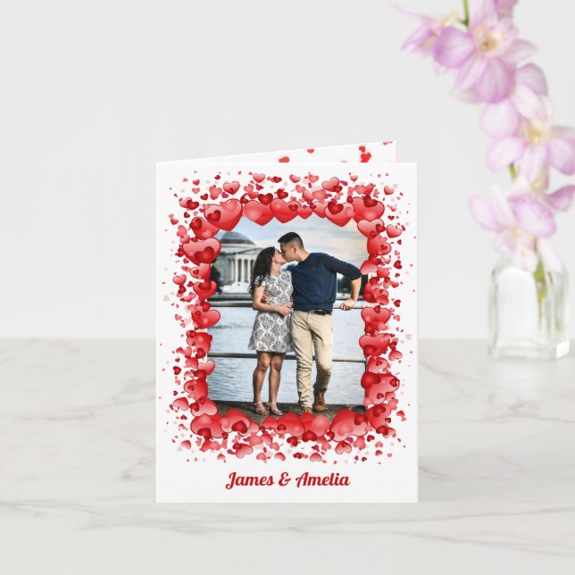 Happy Valentine's Day Photo Romantic Hearts Card (Orchid)