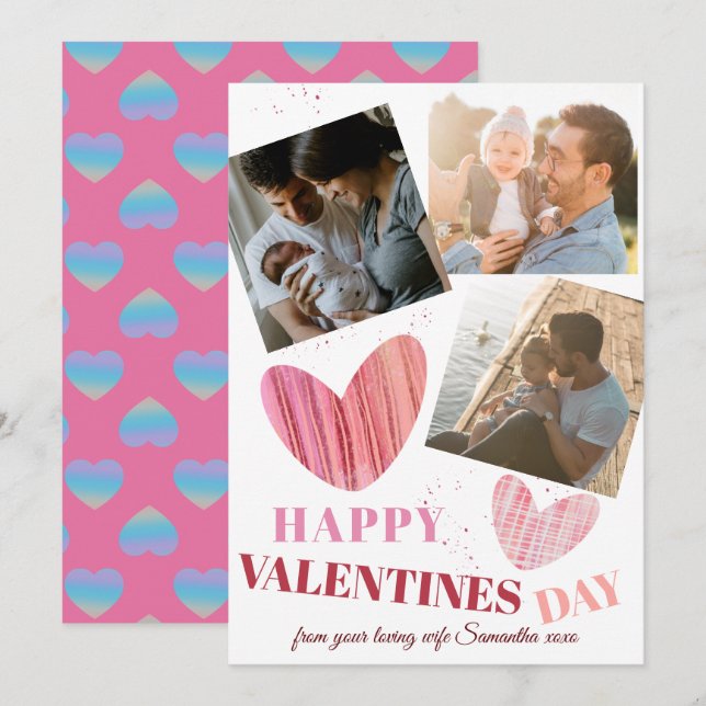Happy Valentines Day Photocard Holiday Card (Front/Back)