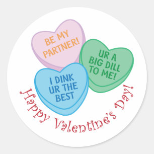 Happy Valentine's Day Pickleball Style-2 Classic Round Sticker