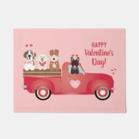 Happy Valentines Day Pickup Truck Love Dogs