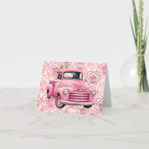 Happy Valentine's Day Pickup Truck with Roses Card