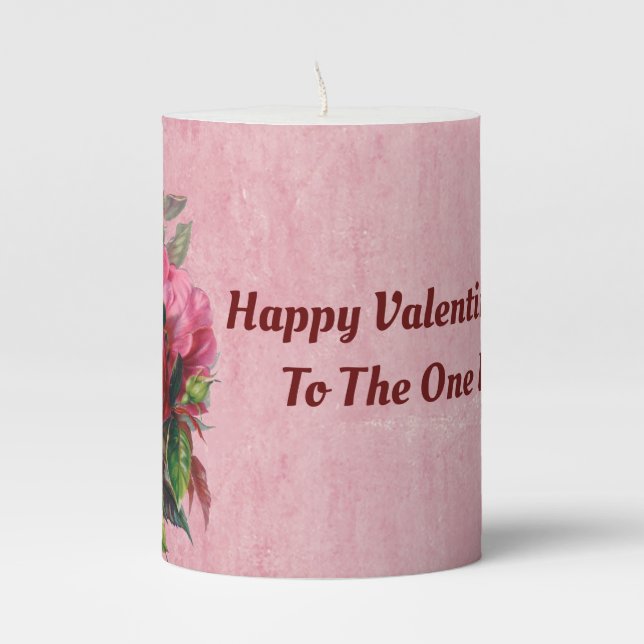 Happy Valentine's Day Pillar Candle (Front)