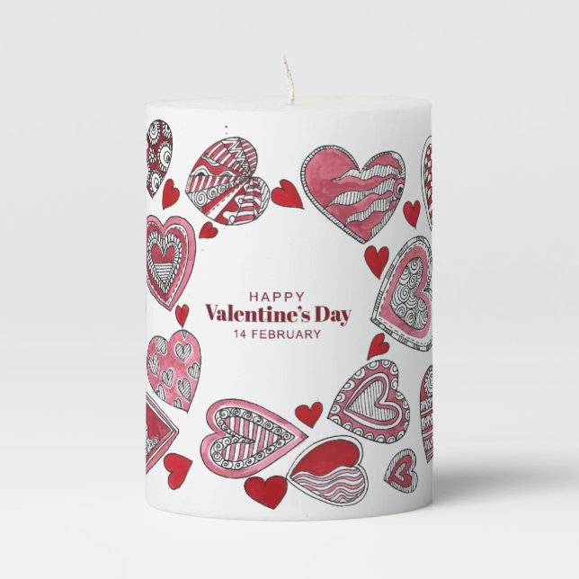 Happy  Valentine's day Pillar Candle (Front)