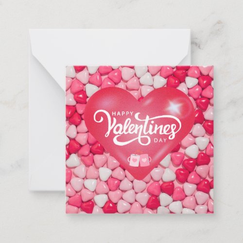 Happy Valentines Day pink and red hearts  Note Card