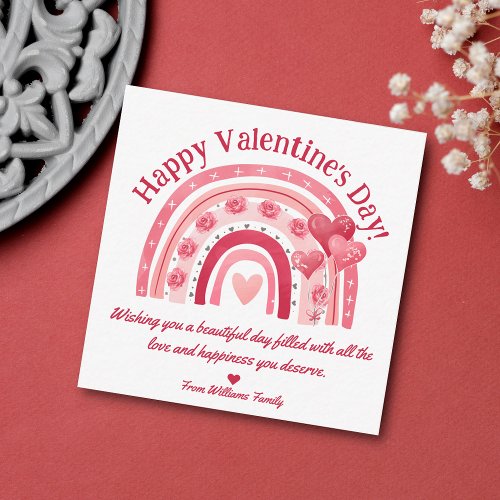 happy valentines day pink boho rainbow hearts  note card