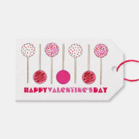 Happy Valentine's Day Pink Cake Pop Pops Gift Tags
