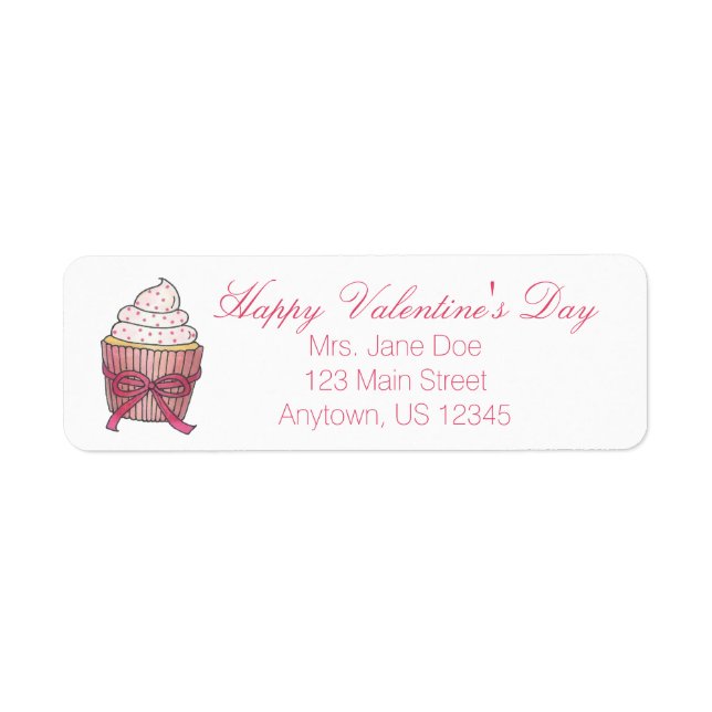 Happy Valentine's Day Pink Cupcake Sprinkles Label (Front)