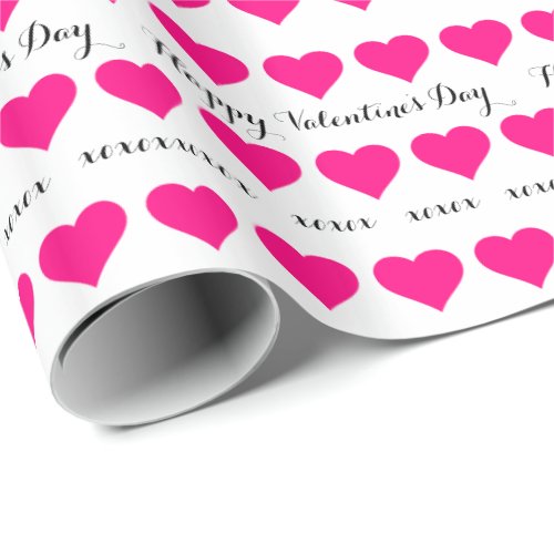 Happy Valentines Day _ pink heart accent Wrapping Paper