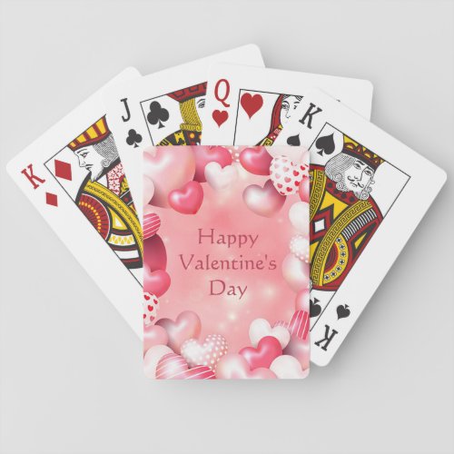 Happy Valentines Day Pink Heart Ballon   Playing Cards