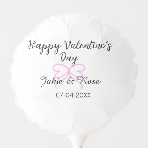 Happy Valentine's day pink heart bow name date sty Balloon