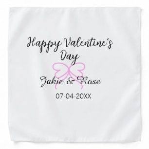 Happy Valentine's day pink heart bow name date sty Bandana
