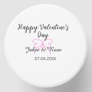 Happy Valentine's day pink heart bow name date sty Mini Candle Favors