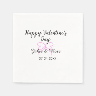 Happy Valentine's day pink heart bow name date sty Napkins