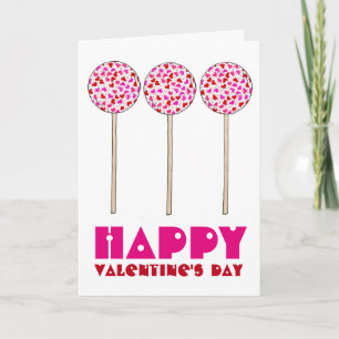 Happy Valentine's Day Pink Heart Cake Pop Card