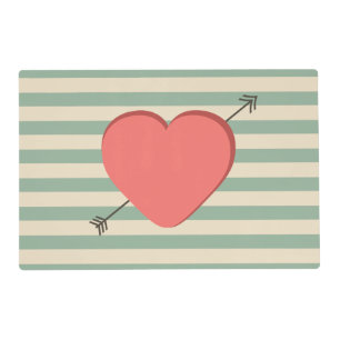 Happy Valentines day pink heart retro design Placemat
