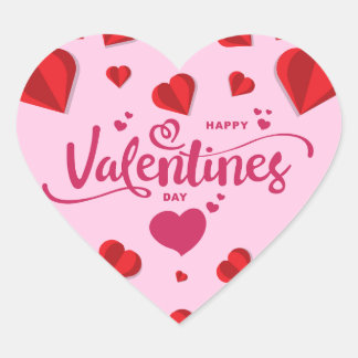 Happy Valentines Day Pink Heart Sticker