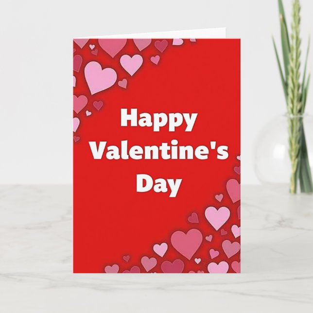 Happy Valentines Day Pink Hearts Card (Front)
