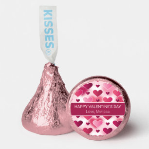 Happy Valentine's Day Pink Hearts & Custom Text Hershey®'s Kisses®