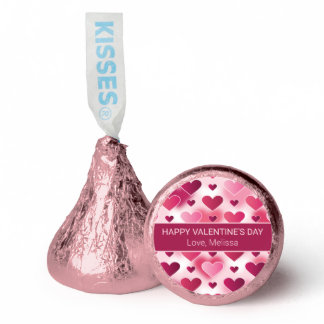 Happy Valentine's Day Pink Hearts &amp; Custom Text Hershey®'s Kisses®