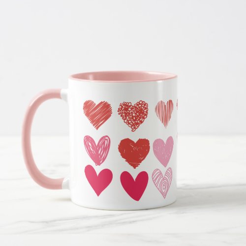 Happy Valentines Day Pink Hearts Mug