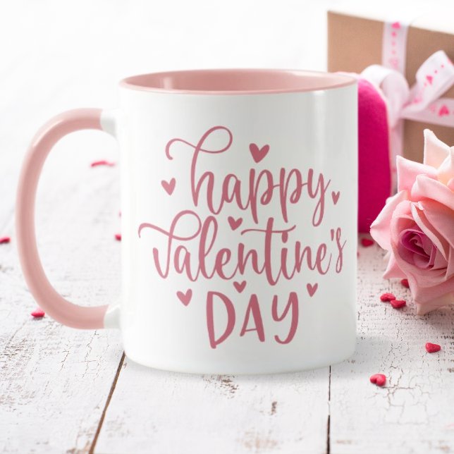 Happy Valentine's Day Pink Hearts Mug (Creator Uploaded)