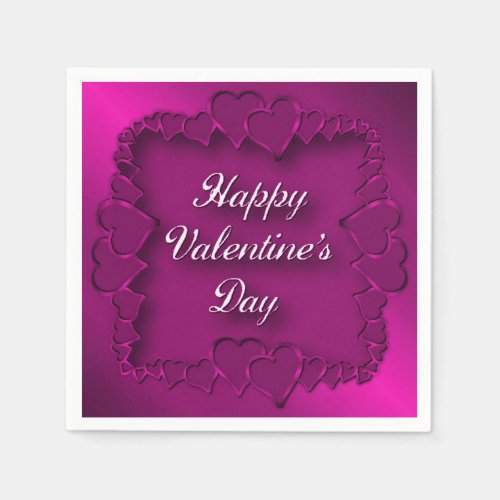 Happy Valentines Day Pink Hearts Napkins