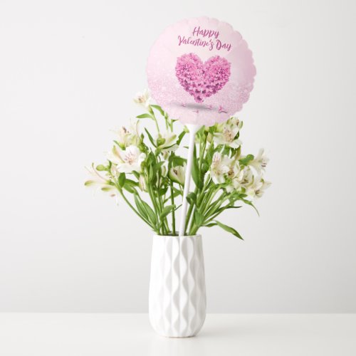 Happy Valentines Day Pink Hyacinth Heart Lovely Balloon