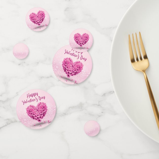 Happy Valentine's Day Pink Hyacinth Heart Lovely Confetti (Group)