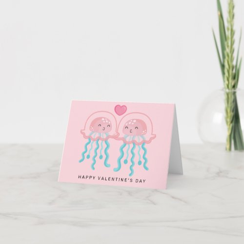 Happy Valentines Day  Pink Jelly Fish Thank You Card