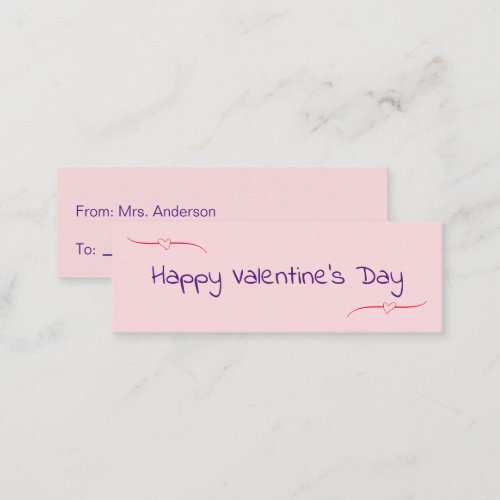 Happy Valentines Day Pink Purple Red from Teacher Calling Card