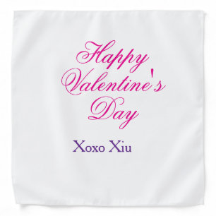 Happy Valentine's day pink purple xoxo love name c Bandana