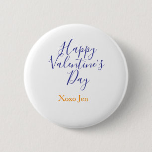 Happy Valentine's day pink purple xoxo love name c Button