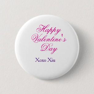Happy Valentine's day pink purple xoxo love name c Button