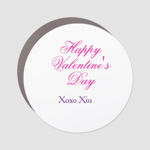 Happy Valentine's day pink purple xoxo love name c Car Magnet