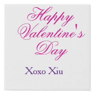Happy Valentine's day pink purple xoxo love name c Faux Canvas Print