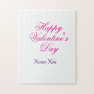 Happy Valentine's day pink purple xoxo love name c Jigsaw Puzzle