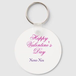 Happy Valentine's day pink purple xoxo love name c Keychain