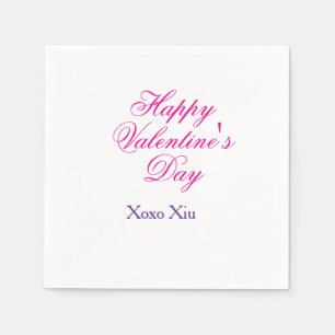 Happy Valentine's day pink purple xoxo love name c Napkins