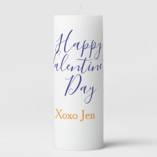 Happy Valentine's day pink purple xoxo love name c Pillar Candle
