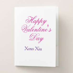 Happy Valentine's day pink purple xoxo love name c Pocket Folder