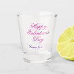 Happy Valentine's day pink purple xoxo love name c Shot Glass<br><div class="desc">design</div>