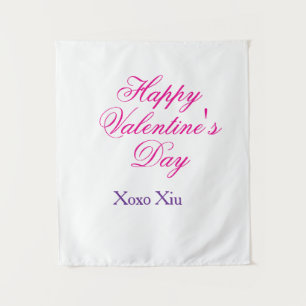 Happy Valentine's day pink purple xoxo love name c Tapestry