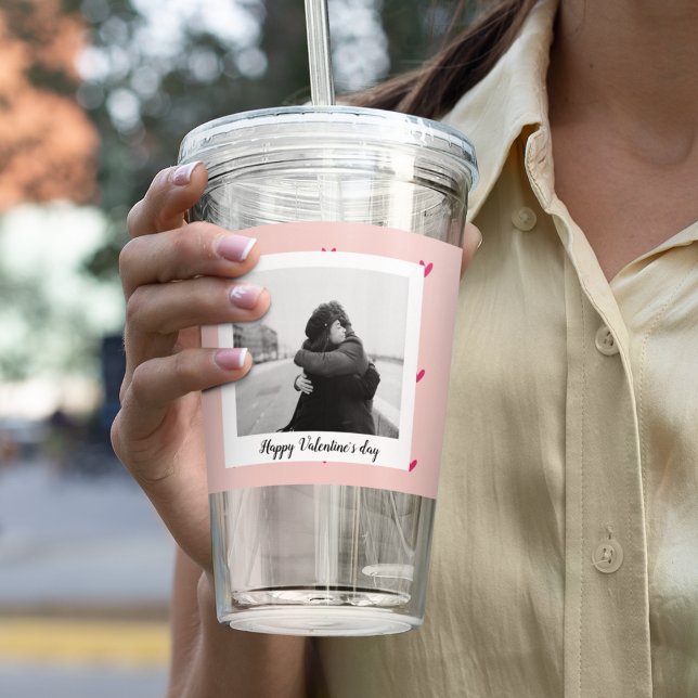 Happy Valentine's Day | Pink & Red Heart | Gift Acrylic Tumbler (Creator Uploaded)