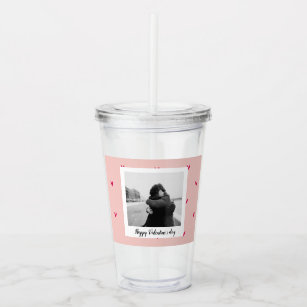 Acrylic Tumbler With Lid Straw Valentine's Day